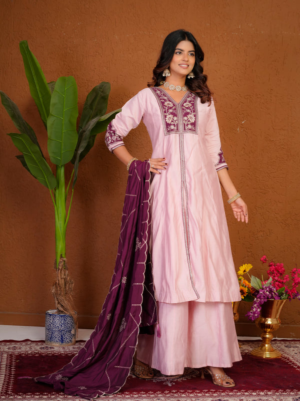 Anarkali Kurti Palazzo Dupatta Set