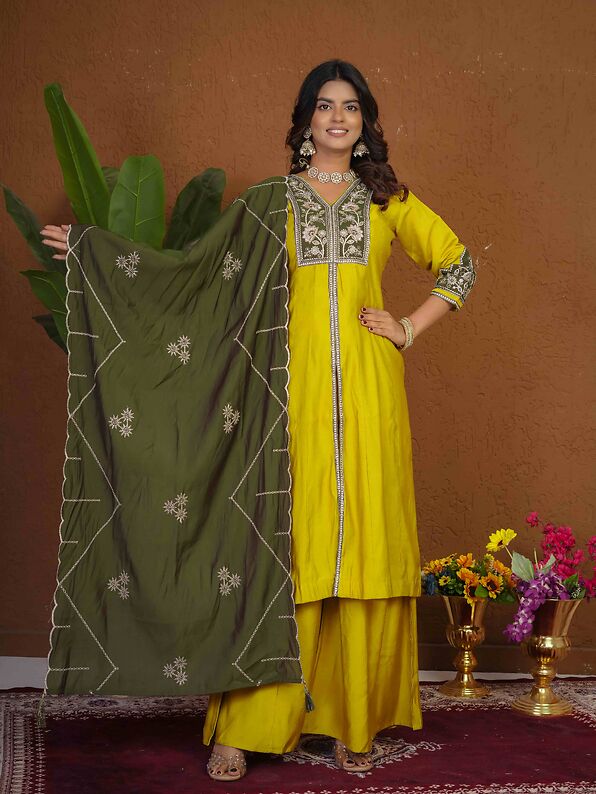 Anarkali Kurti Palazzo Dupatta Set