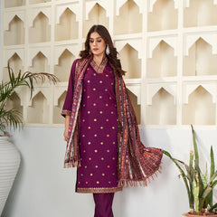 Viscose Chanderi With Embroidery Kurti Pant Set With Dupatta