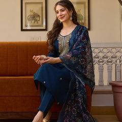 Viscose Chanderi With Embroidered Beads Top Bottom Suit Set