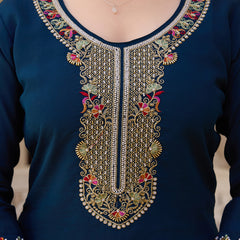 Viscose Chanderi With Embroidered Beads Top Bottom Suit Set