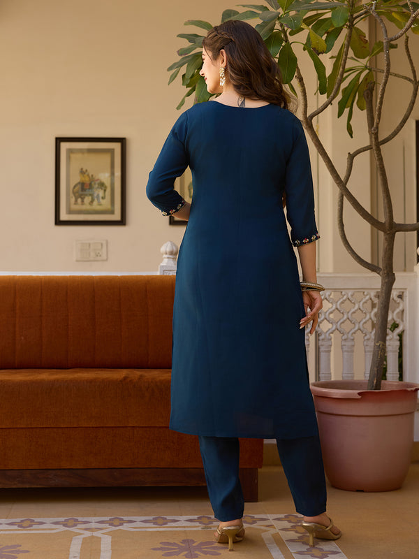 Viscose Chanderi With Embroidered Beads Top Bottom Suit Set