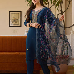 Viscose Chanderi With Embroidered Beads Top Bottom Suit Set