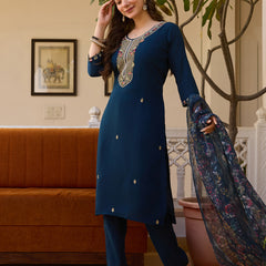 Viscose Chanderi With Embroidered Beads Top Bottom Suit Set