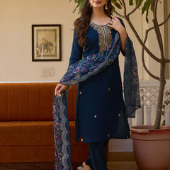 Viscose Chanderi With Embroidered Beads Top Bottom Suit Set