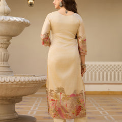 Viscose Assam Silk With Embroidered Beads Top Bottom Suit Set