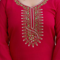 Viscose Chanderi With Embroidered Beads Top Bottom Suit Set