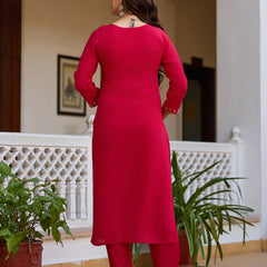 Viscose Chanderi With Embroidered Beads Top Bottom Suit Set