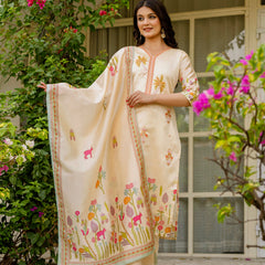 Viscose Assam Silk With Embroidered Beads