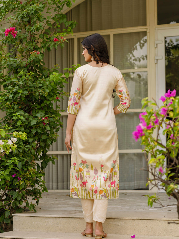 Viscose Assam Silk With Embroidered Beads