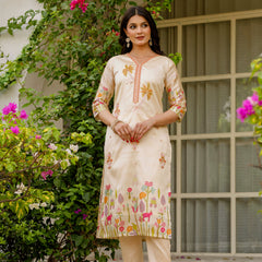 Viscose Assam Silk With Embroidered Beads
