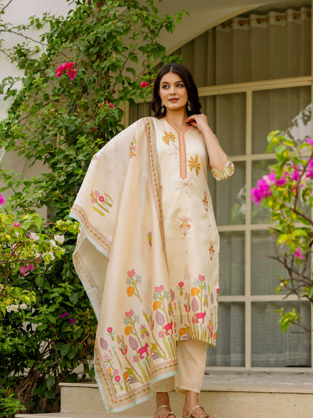 Viscose Assam Silk With Embroidered Beads
