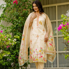 Viscose Assam Silk With Embroidered Beads