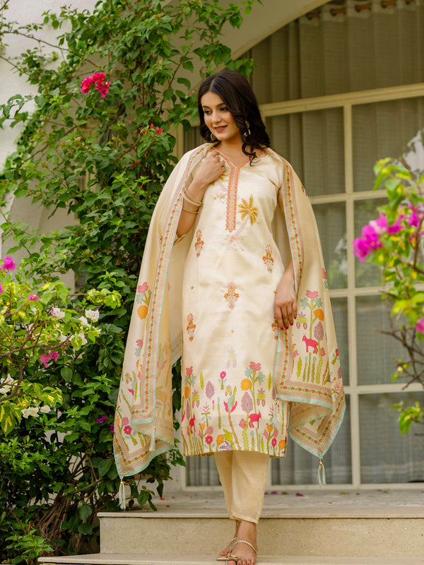 Viscose Assam Silk With Embroidered Beads