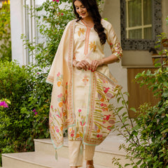 Viscose Assam Silk With Embroidered Beads