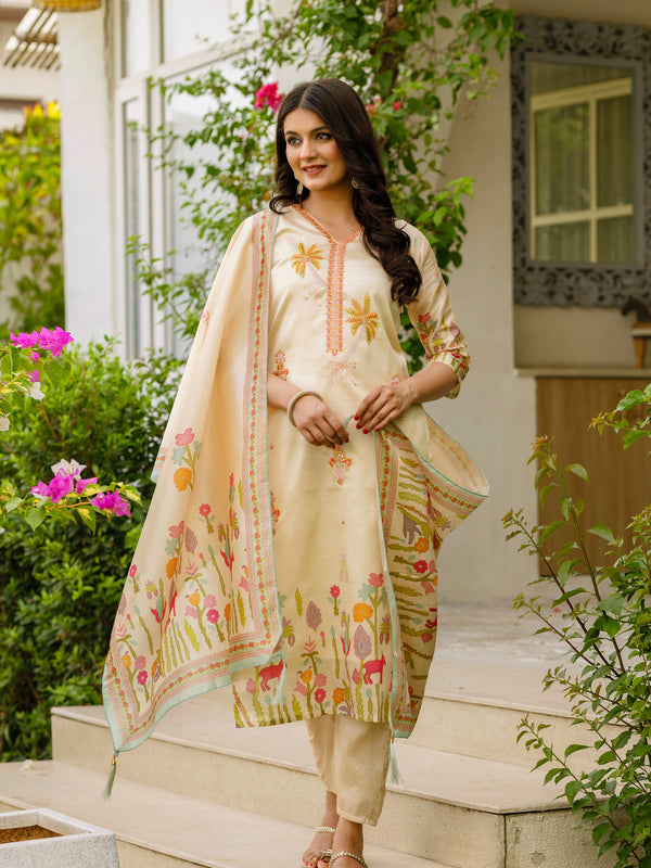 Viscose Assam Silk With Embroidered Beads
