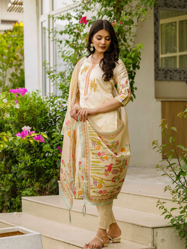 Viscose Assam Silk With Embroidered Beads