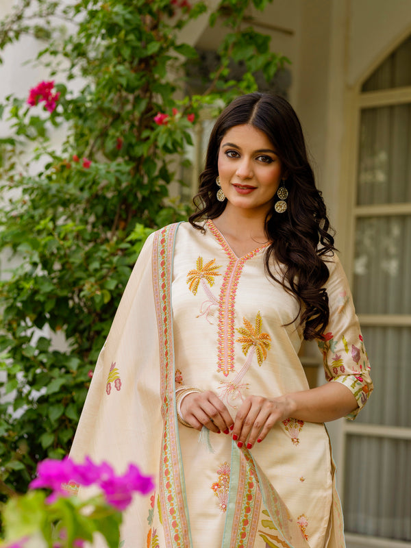 Viscose Assam Silk With Embroidered Beads