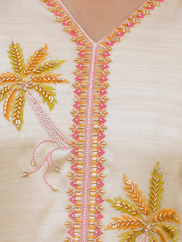 Viscose Assam Silk With Embroidered Beads