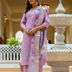 Viscose Gadhwal With Embroidered Beads Top Bottom Suit Set