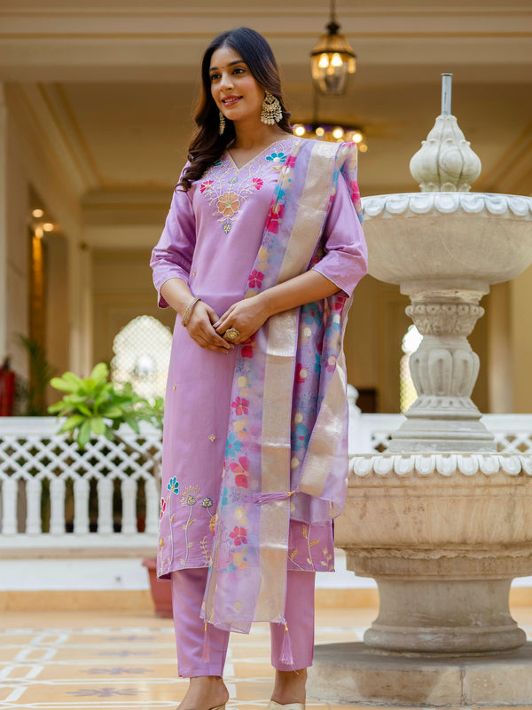 Viscose Gadhwal With Embroidered Beads Top Bottom Suit Set