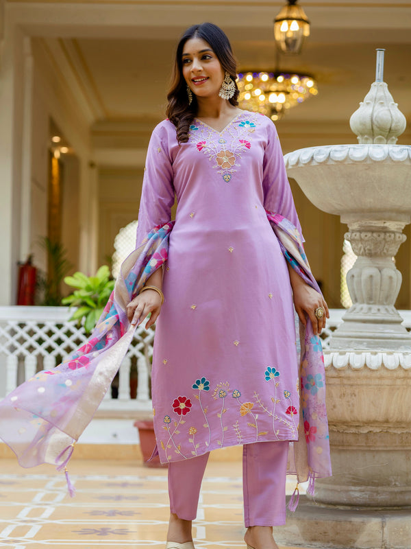 Viscose Gadhwal With Embroidered Beads Top Bottom Suit Set