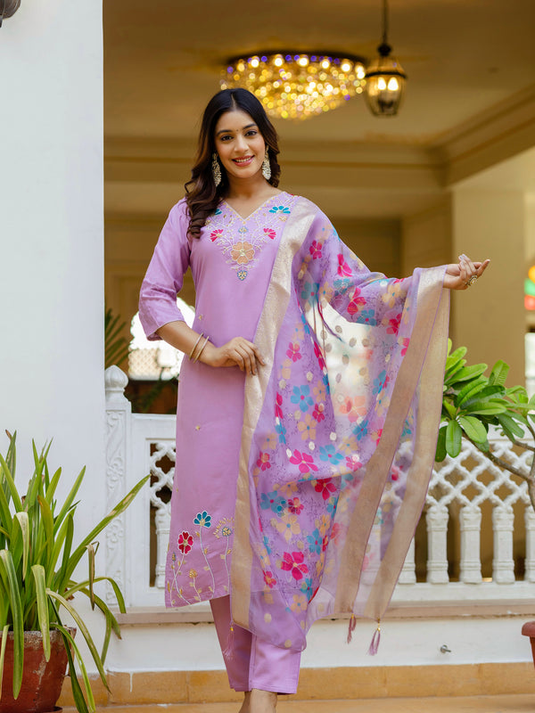 Viscose Gadhwal With Embroidered Beads Top Bottom Suit Set