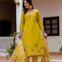 Viscose Gadhwal With Embroidered Beads Top Bottom Suit Set