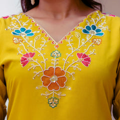 Viscose Gadhwal With Embroidered Beads Top Bottom Suit Set