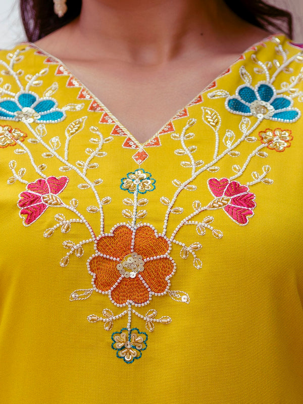 Viscose Gadhwal With Embroidered Beads Top Bottom Suit Set