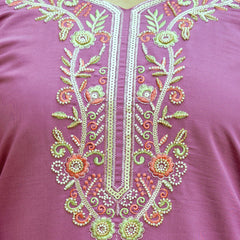 Viscose Chanderi Silk With Embroidered Beads Top Bottom Suit Set