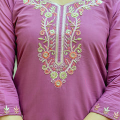 Viscose Chanderi Silk With Embroidered Beads Top Bottom Suit Set
