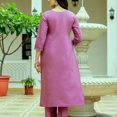 Viscose Chanderi Silk With Embroidered Beads Top Bottom Suit Set