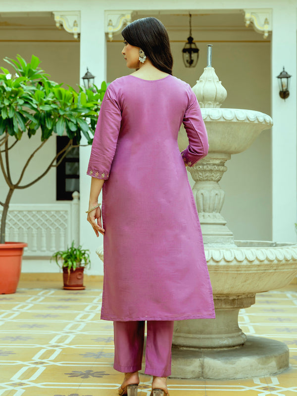 Viscose Chanderi Silk With Embroidered Beads Top Bottom Suit Set