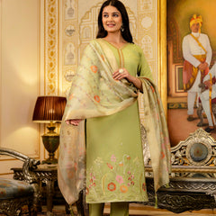 Viscose Simer With Embroidery Top Bottom Suit Set