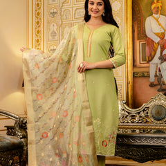 Viscose Simer With Embroidery Top Bottom Suit Set