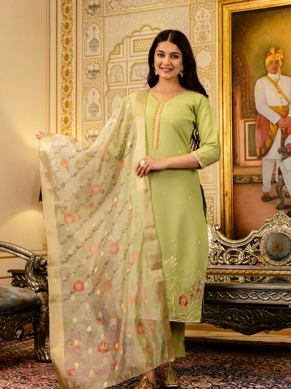 Viscose Simer With Embroidery Top Bottom Suit Set