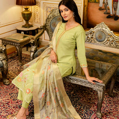Viscose Simer With Embroidery Top Bottom Suit Set