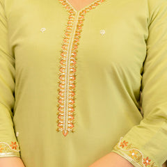 Viscose Simer With Embroidery Top Bottom Suit Set