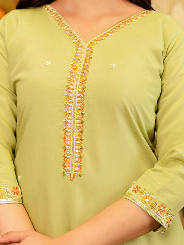 Viscose Simer With Embroidery Top Bottom Suit Set