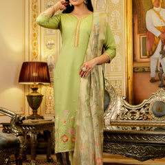 Viscose Simer With Embroidery Top Bottom Suit Set