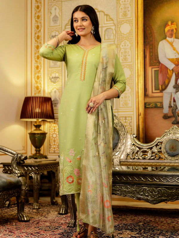 Viscose Simer With Embroidery Top Bottom Suit Set