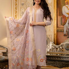 Viscose Simer With Embroidery Top Bottom Suit Set