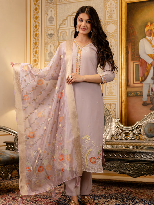 Viscose Simer With Embroidery Top Bottom Suit Set