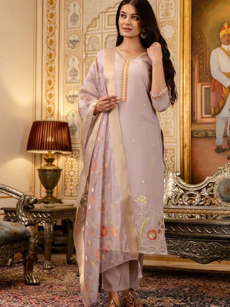 Viscose Simer With Embroidery Top Bottom Suit Set
