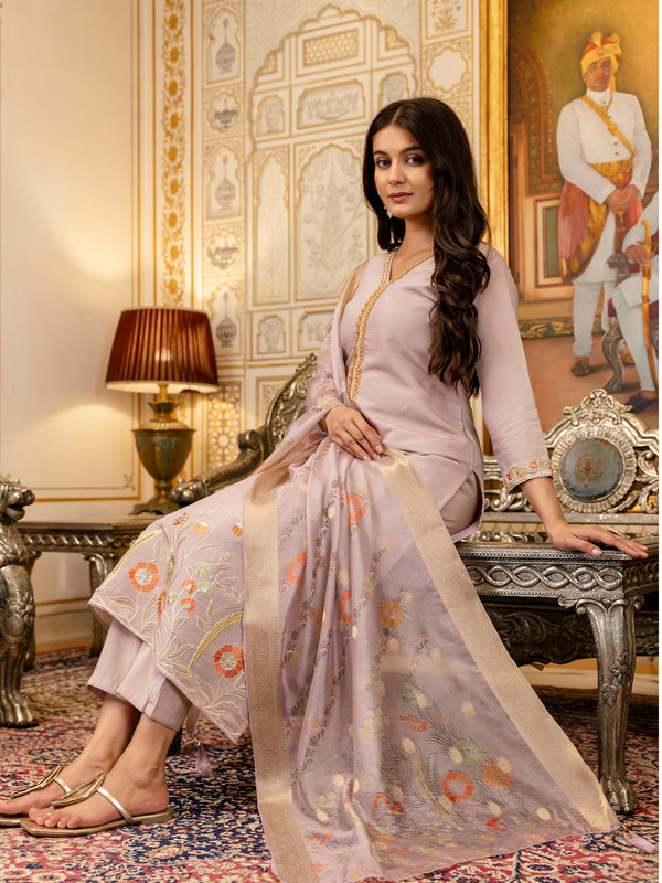 Viscose Simer With Embroidery Top Bottom Suit Set