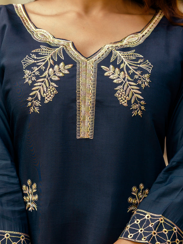 Viscose Chanderi With Embroidery Top Bottom Suit Set