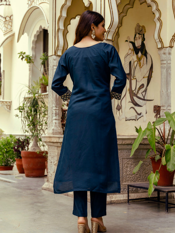 Viscose Chanderi With Embroidery Top Bottom Suit Set