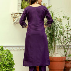 Viscose Chanderi With Embroidery Top Bottom Suit Set