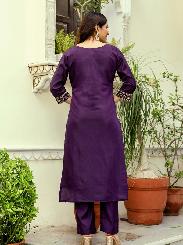 Viscose Chanderi With Embroidery Top Bottom Suit Set